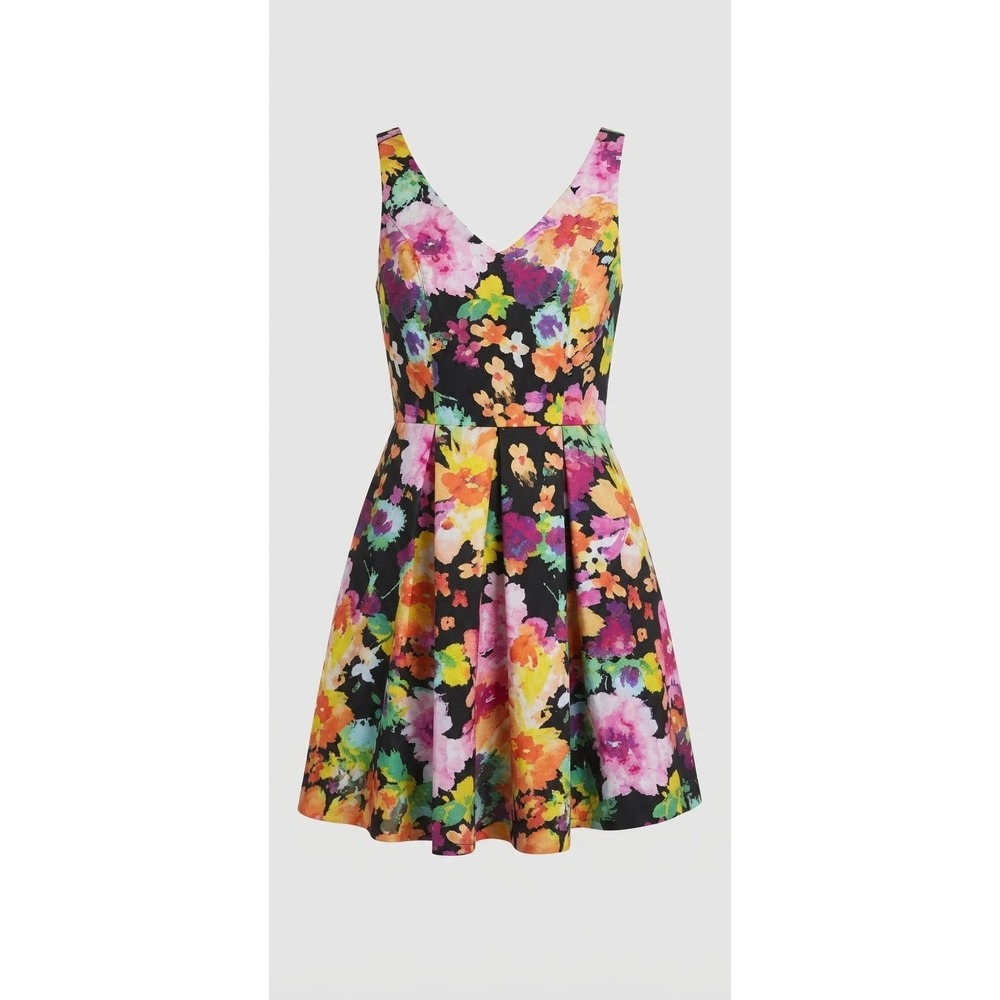 The Limited Women's Casual Formal Fit & Flare Black Floral‎ Dress Halter Size 8